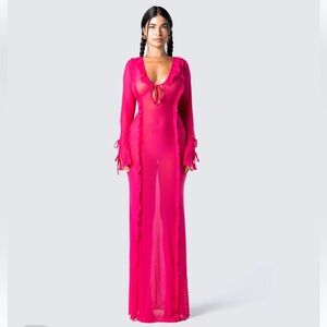 NWOT Finesse Florence Magenta Mesh Maxi Dress
